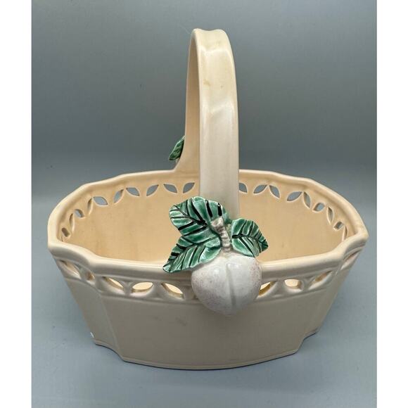 EUC Vintage Fitz and Floyd Basket 1982 Peach with Leaves Basket Easter Spring - Picture 4 of 10